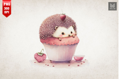 Cute Hedgehog Loves Cupcake Valentine 4