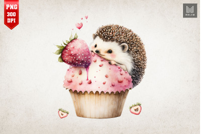 Cute Hedgehog Loves Cupcake Valentine 5