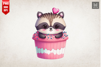 Cute Racoon Loves Cupcake Valentine 3