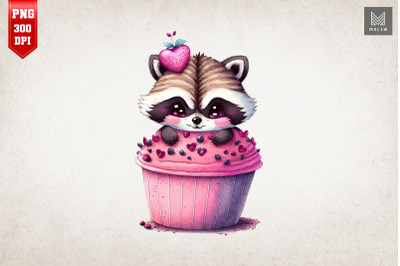 Cute Racoon Loves Cupcake Valentine 4