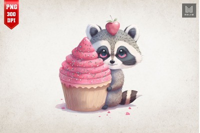 Cute Racoon Loves Cupcake Valentine 5