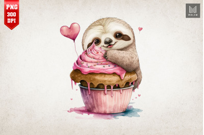 Cute Sloth Loves Cupcake Valentine 4