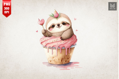 Cute Sloth Loves Cupcake Valentine 5