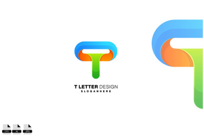 letter t with paint brush logo combination design colorful