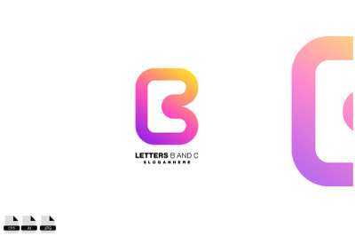 letter b and c logo design line gradient color