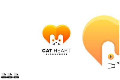 cat love logo symbol gradient color design