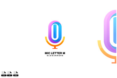 mic with letter o logo combination design template