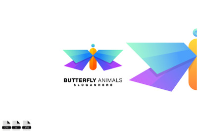 butterfly colorful logo design gradient vector