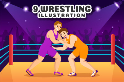 9 Wrestling Sport Illustration