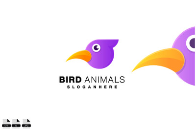 bird head animal design color logo template illustration