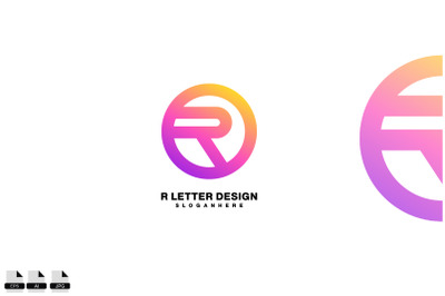 letter r in round design symbol logo for business