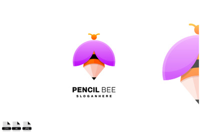 pencil with bee logo vector design color