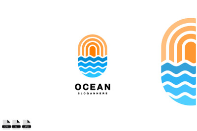 ocean frame logo icon design template colorful