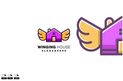 wings house logo illustration design vector colorful