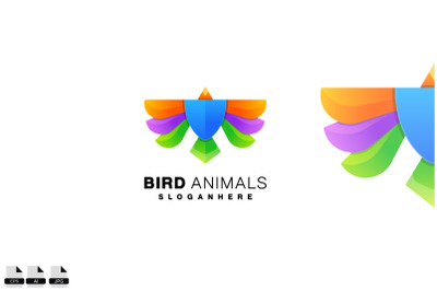 bird shield logo colorful design vector style