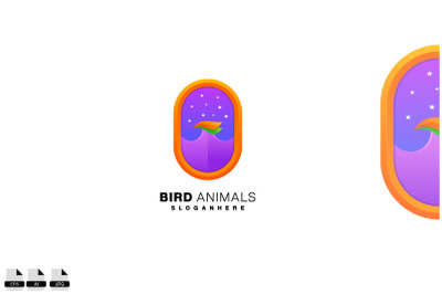 bird eagle in frame logo design template colorful