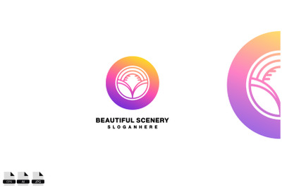 beautiful scenery symbol logo elegant coloring design