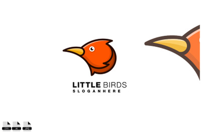 little bird head logo colorful design vector