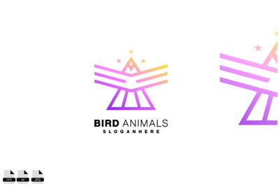 bird animal logo line art design elegant color