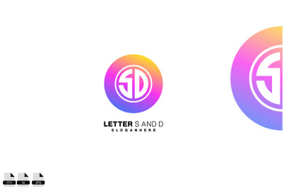 letter s and d round logo elegant color design