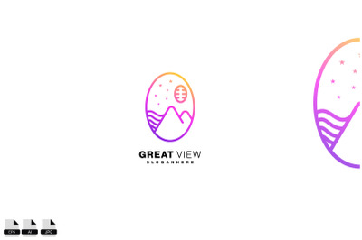 great view in frame logo design line art