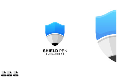 shield pencil logo template design vector style