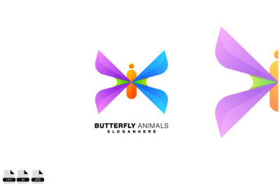 butterfly colorful logo vector design gradient icon