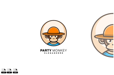 party monkey design mascot logo symbol iconsymbol, illustration, icon,