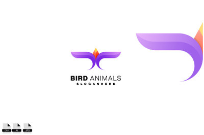 bird animal logo design vector gradient color style