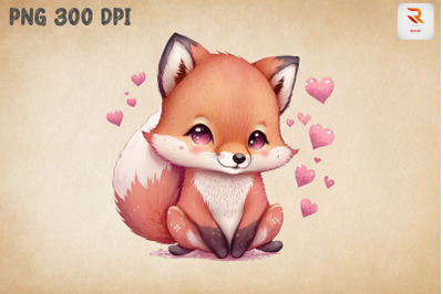 Cute Baby Fox Valentine&#039;s Day 2