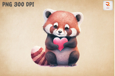 Cute Baby Red Panda Valentine&#039;s Day