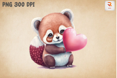 Cute Baby Red Panda Valentine&#039;s Day 2