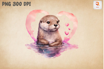 Cute Baby Otter Valentine&#039;s Day