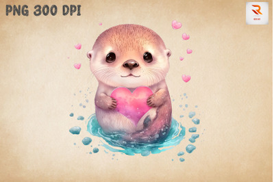 Cute Baby Otter Valentine&#039;s Day 2