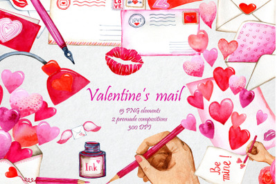 Love Mail Stamps Clipart. Valentines Day, Love Letter PNG