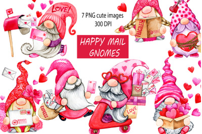 Love Gnomes Clipart. Valentines Day&2C; Cute Gnome Happy Mail
