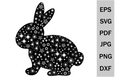 Silhouette of a hare with svg ornament, cutting file
