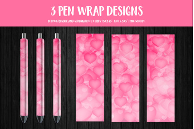 Pink Hearts Background Pen Sublimation Wrap PNG
