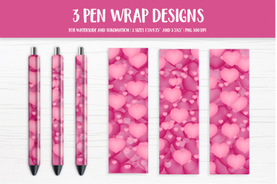 Pink Magenta Hearts Wrap Template. Sublimation or Waterslide