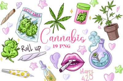 Weed clipart Sublimation, Cute Cannabis planner, Marijuana