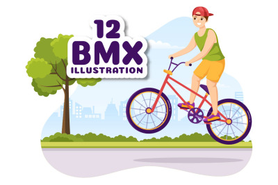 12 BMX Bicycle Sport Illustration