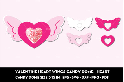 Valentine heart wings candy dome - Heart