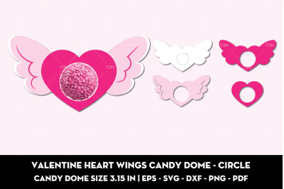 Valentine heart wings candy dome - Circle
