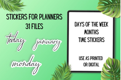 Calendar Stickers, Week, Month, Planner