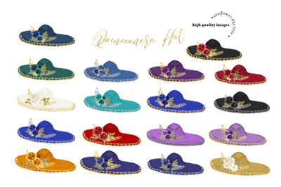 Colorful Hat Silver and Gold Princess Clipart, Colorful Hat Flowers