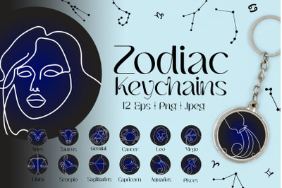 Zodiac Signs Keychain Design