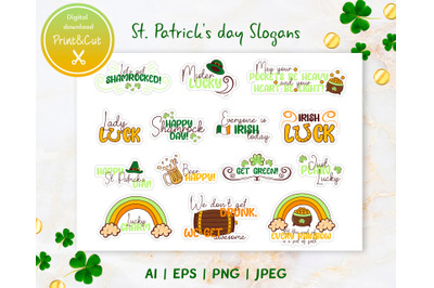 St. Patrick&amp;&23;039;s day Slogans Stickers Bundle