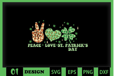 Peace Love St Patrick Day Leopard