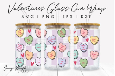 Candy Hearts SVG Valentine  Wrap For Libbey Glass Can