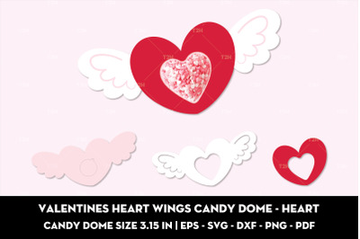 Valentines heart wings candy dome - Heart